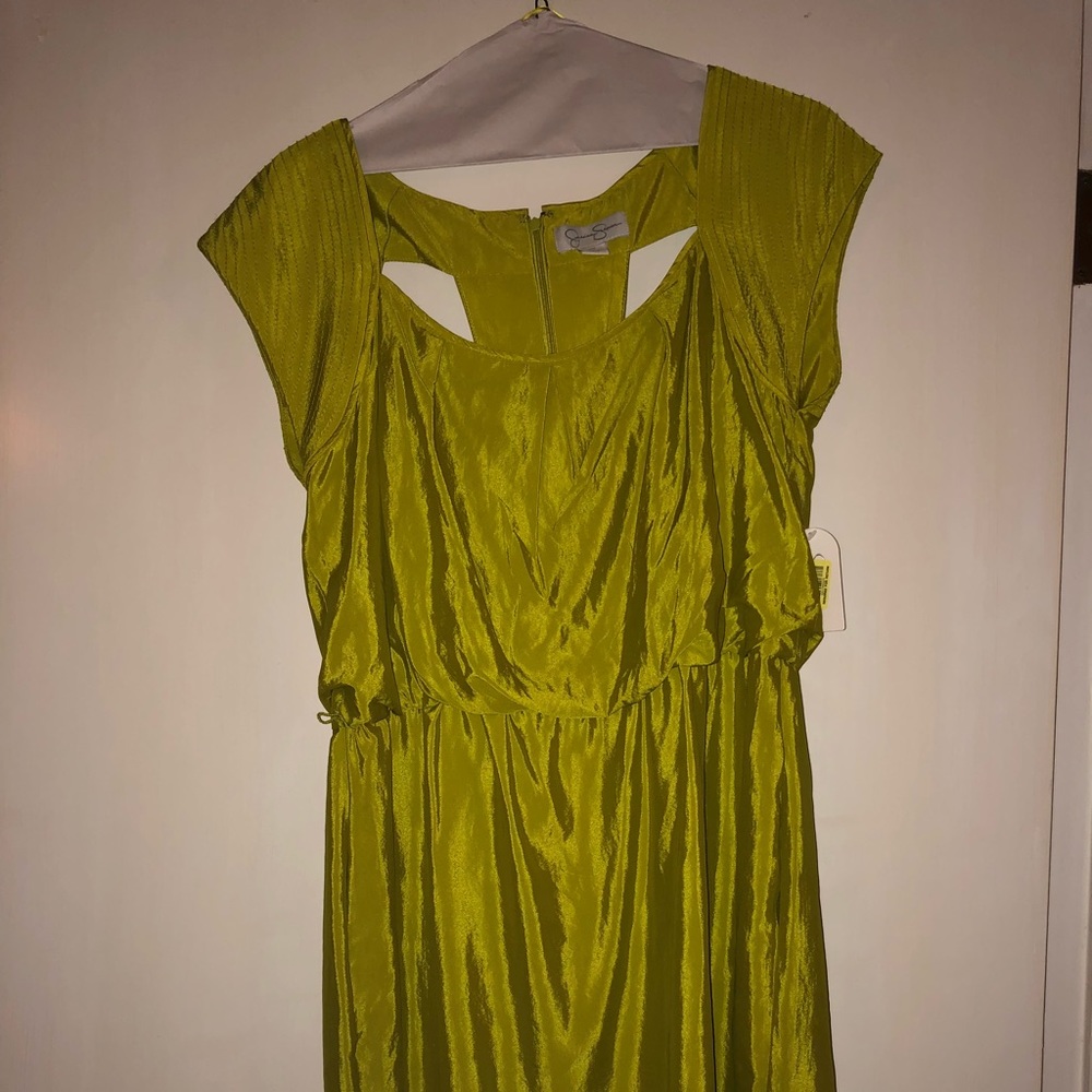 Jessica Simpson silky dress in lime green 14